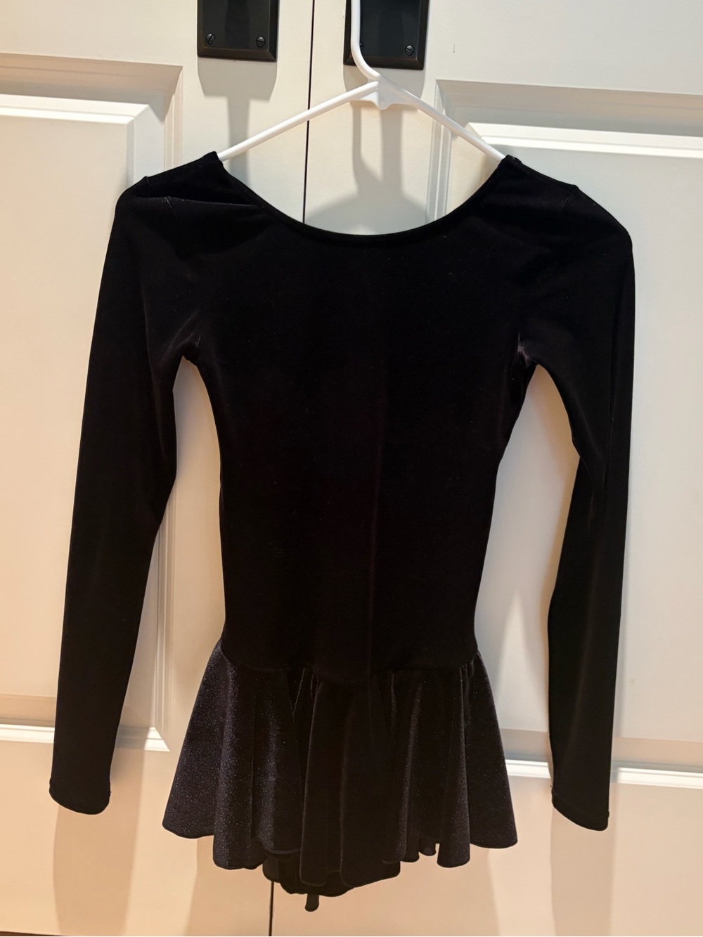 Black Long Sleeve Velvet Skating Dress
